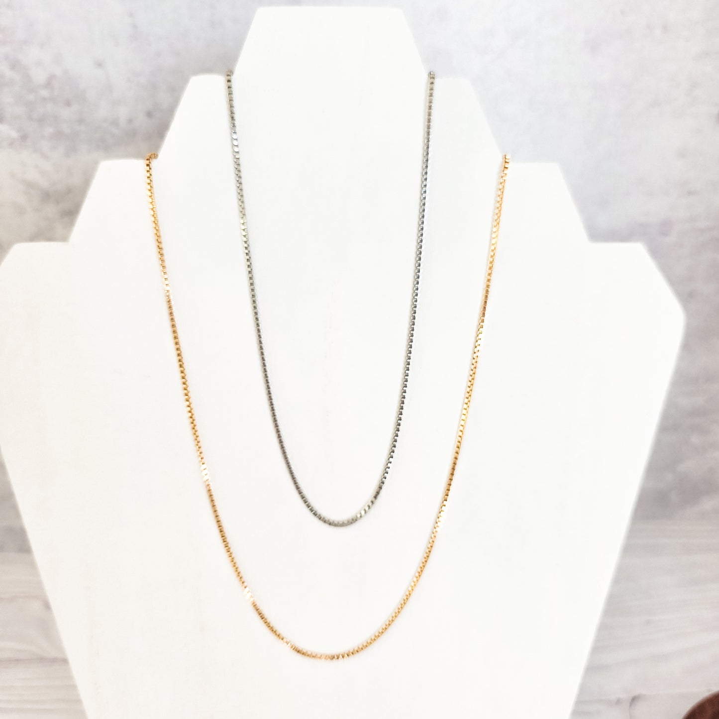 New Premium Men's Full Box Chain Necklace Finding (Silver or Gold Stainless Steel), Pack of 5, Chain #30