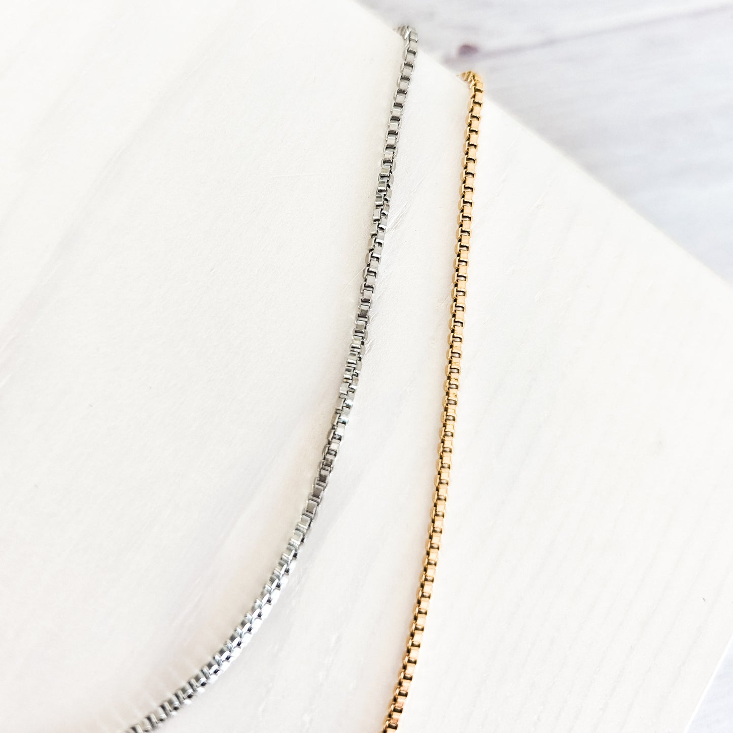 New Premium Women's Full Box Chain Necklace Finding (Silver or Gold Stainless Steel), Pack of 5, Chain #25