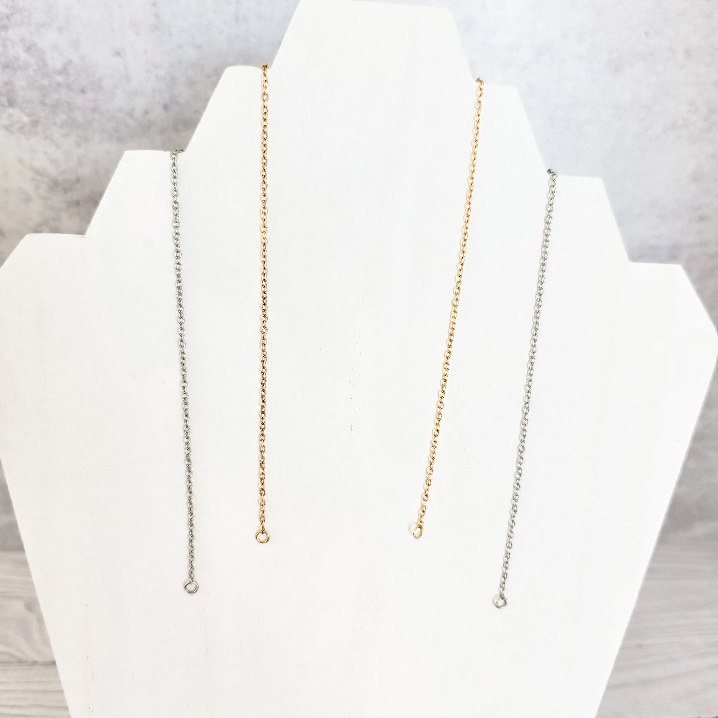New Premium Split Minimalist Cable Chain Necklace Finding (Silver or Gold Stainless Steel), Pack of 5, Chain #20