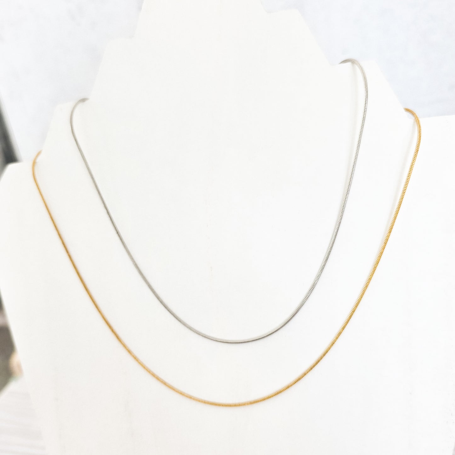 New Premium Full Round Snake Chain Necklace Finding (Silver or Gold Stainless Steel), Pack of 5, Chain #28