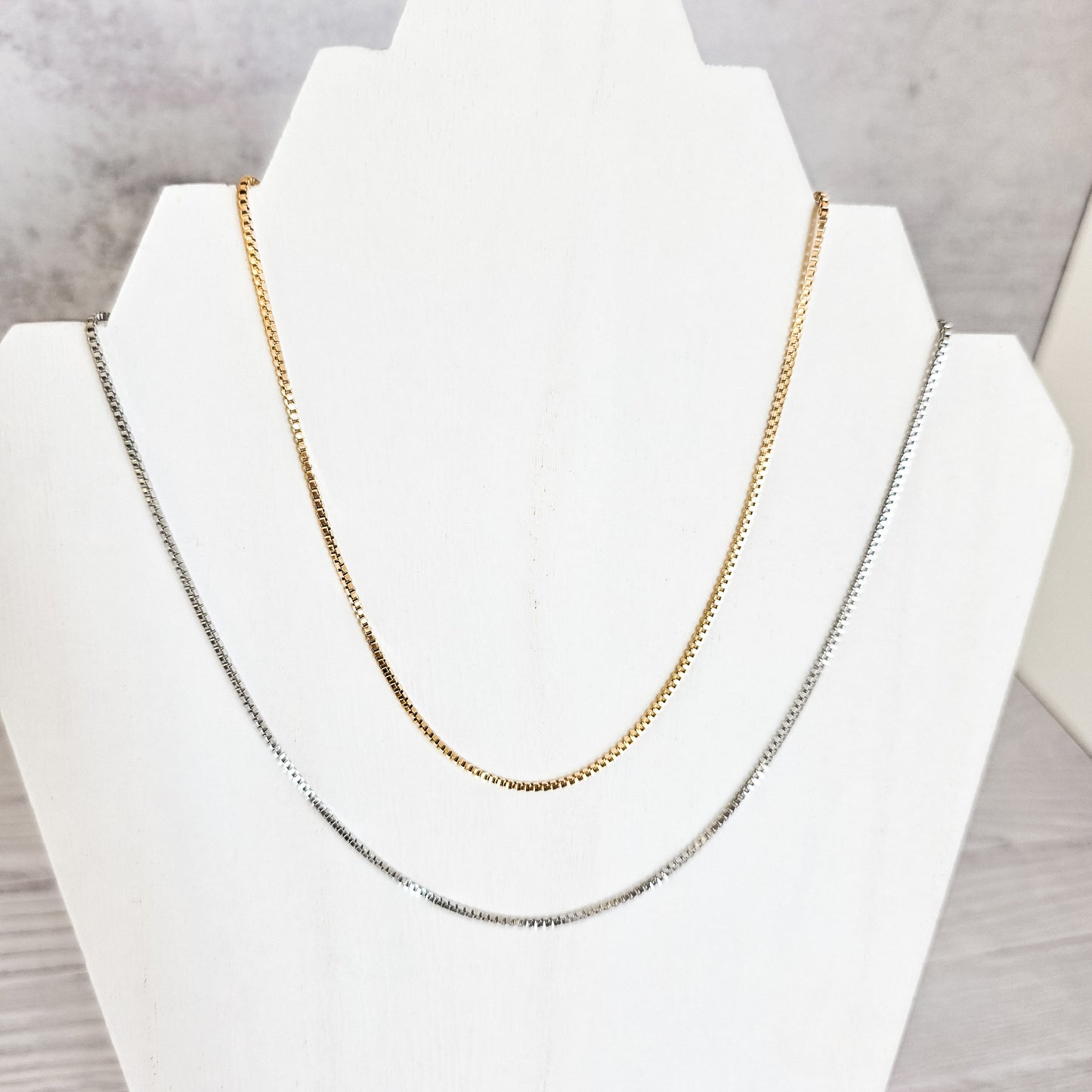 New Premium Women's Full Box Chain Necklace Finding (Silver or Gold Stainless Steel), Pack of 5, Chain #25