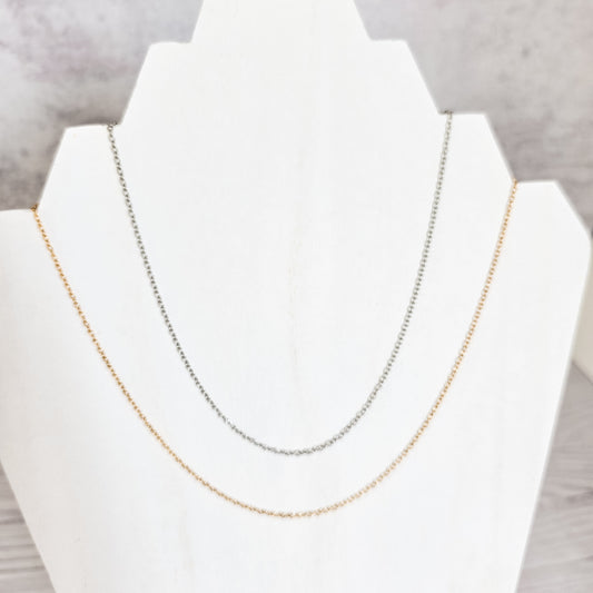 New Premium Full Minimalist Cable Chain Necklace Finding (Silver or Gold Stainless Steel), Pack of 5, Chain #29