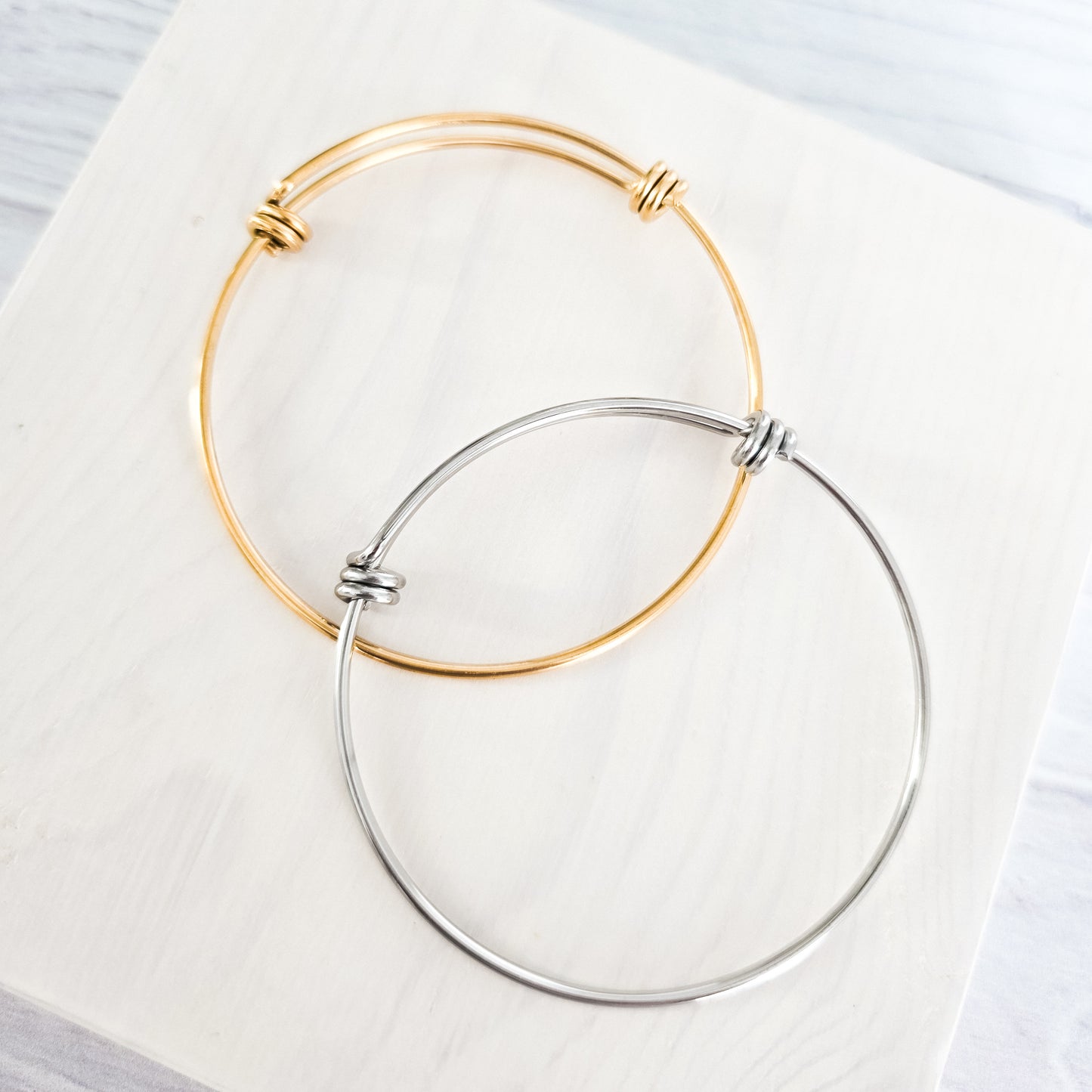 Modern Twist Bangle Bracelet (Silver or Gold), 1 Total, Metal Blank #199