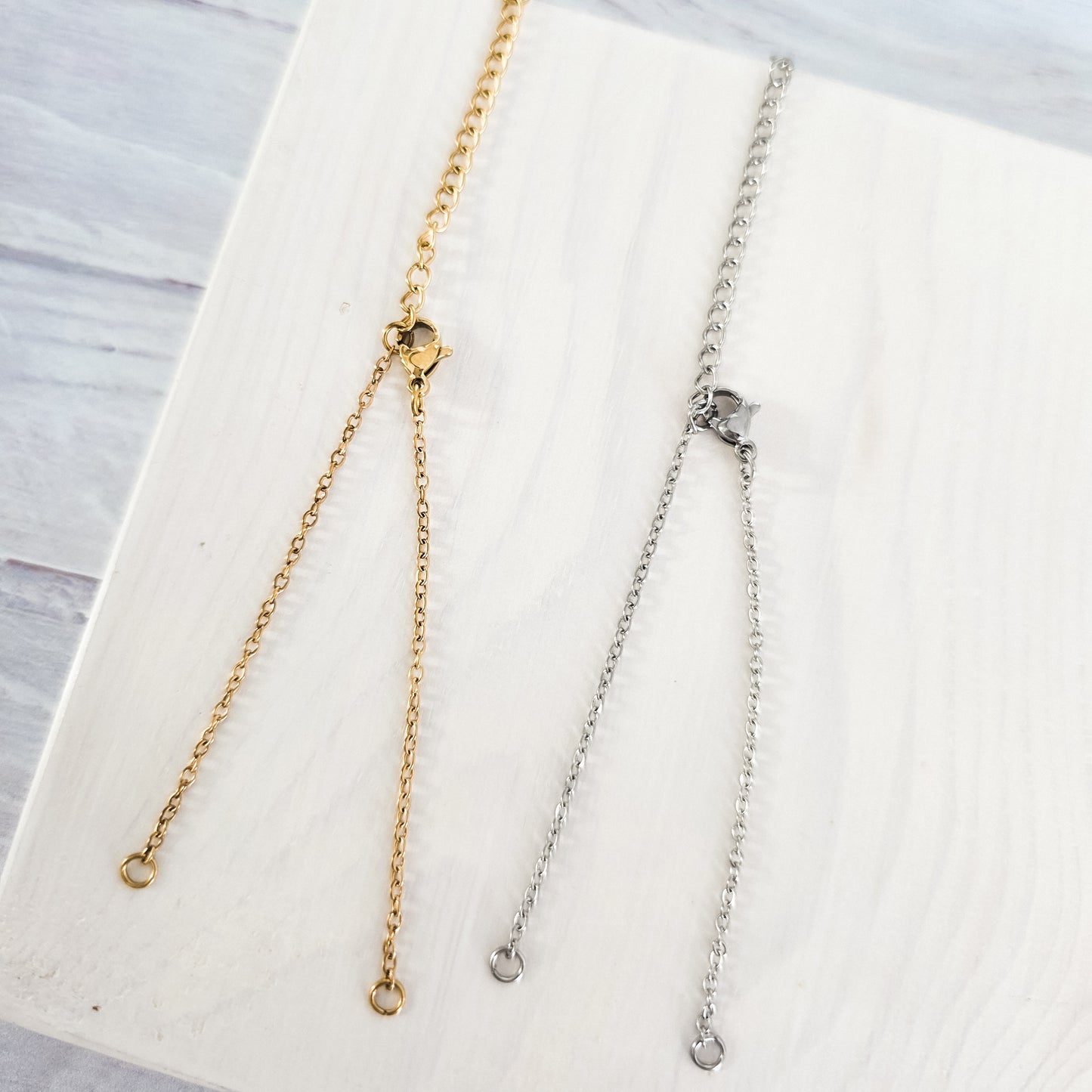 New Premium Split Minimalist Cable Chain Bracelet Finding (Silver or Gold Stainless Steel), Pack of 5, Chain #21