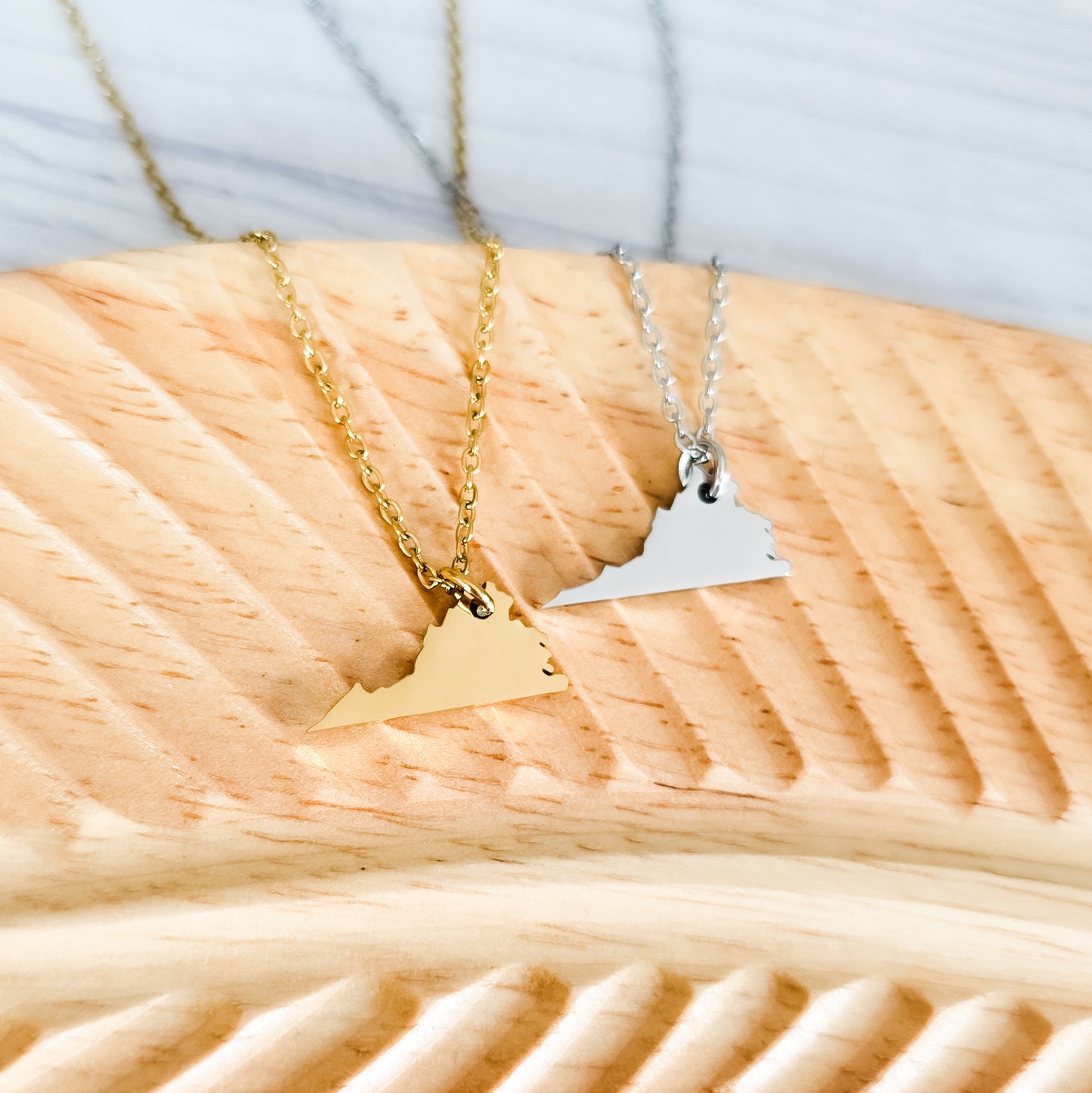 Virginia Pendant Necklace (Silver or Gold), 1 Total, Metal Blank #214