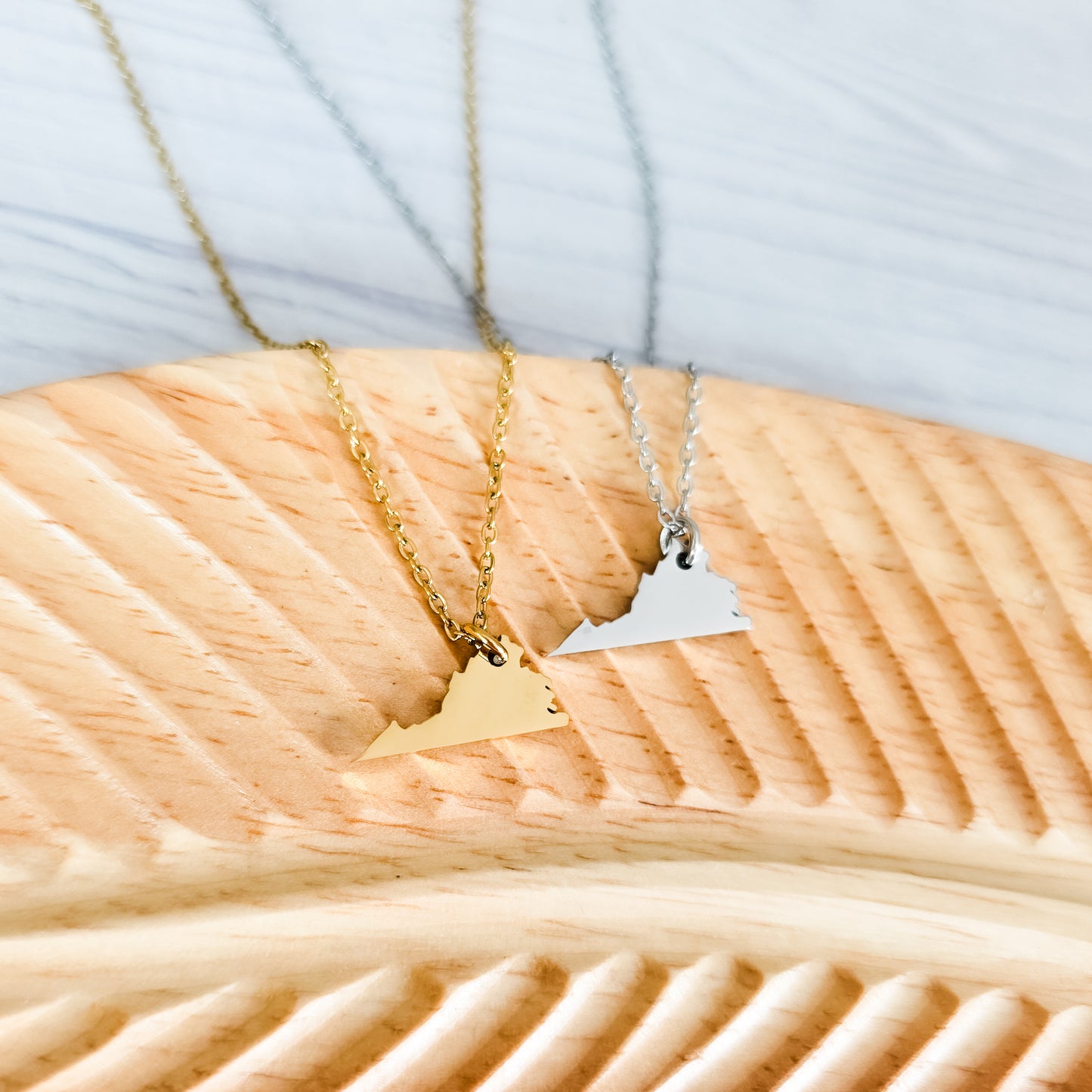 Virginia Pendant Necklace (Silver or Gold), 1 Total, Metal Blank #214