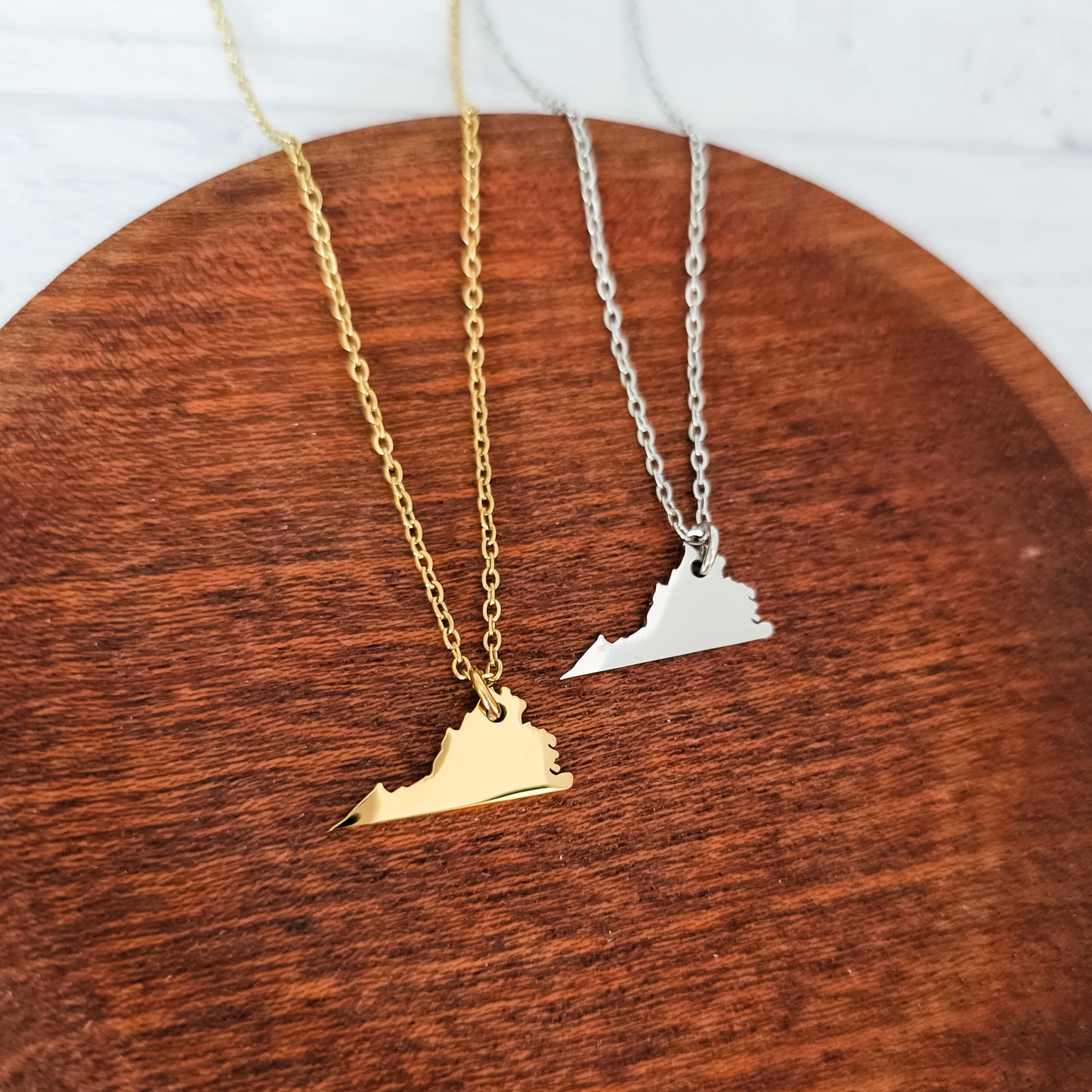 Virginia Pendant Necklace (Silver or Gold), 1 Total, Metal Blank #214