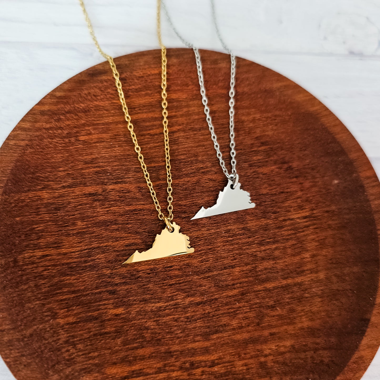 Virginia Pendant Necklace (Silver or Gold), 1 Total, Metal Blank #214