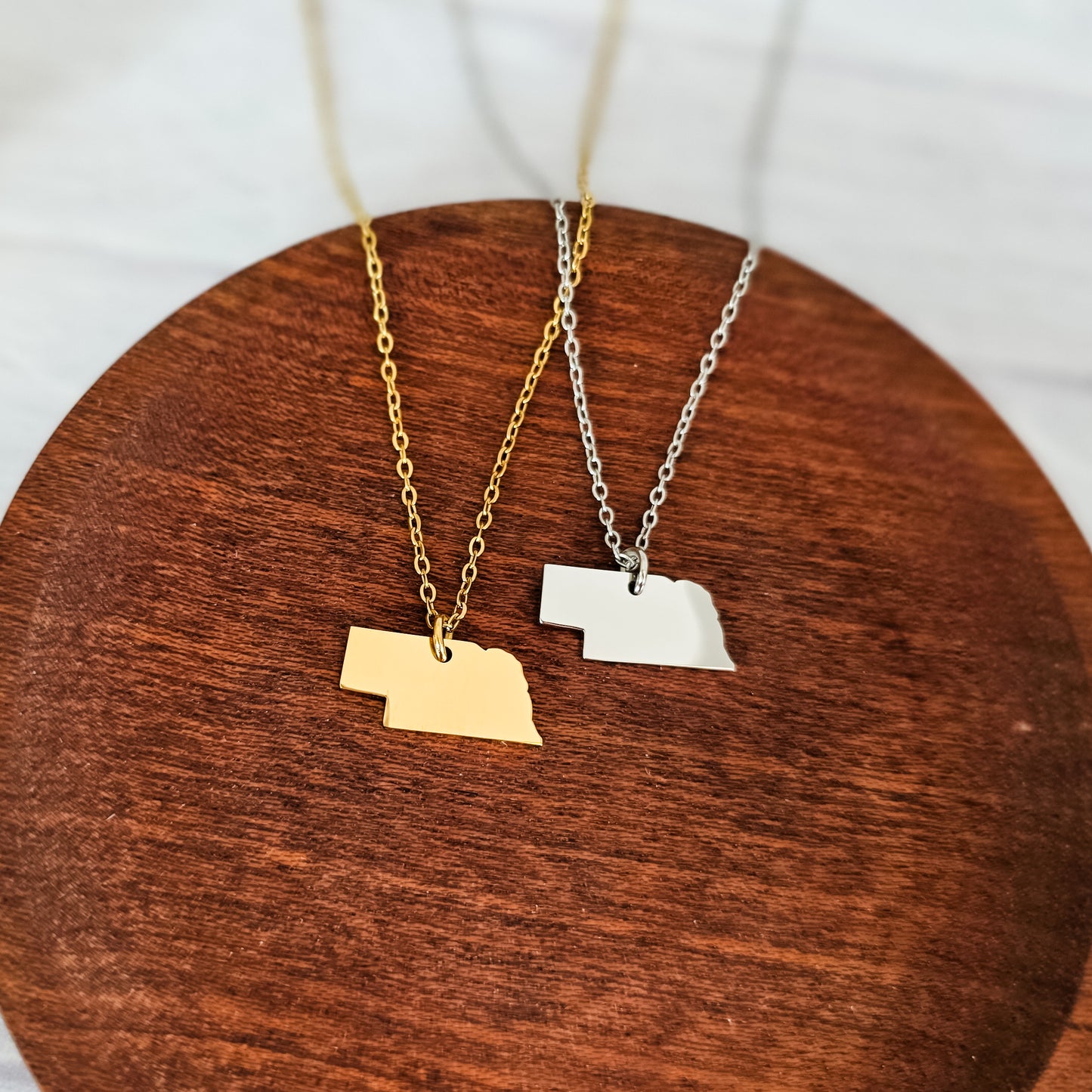 Nebraska Pendant Necklace (Silver or Gold), 1 Total, Metal Blank #202