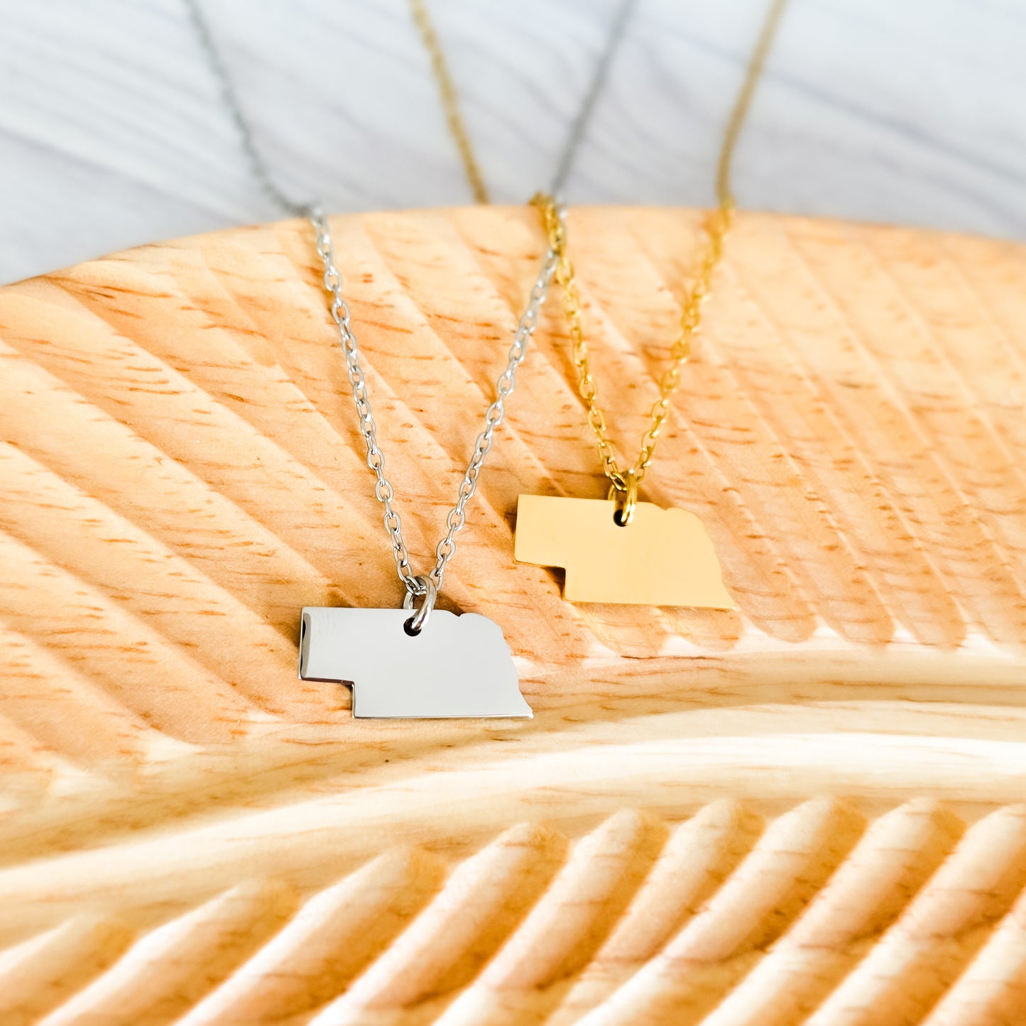 Nebraska Pendant Necklace (Silver or Gold), 1 Total, Metal Blank #202