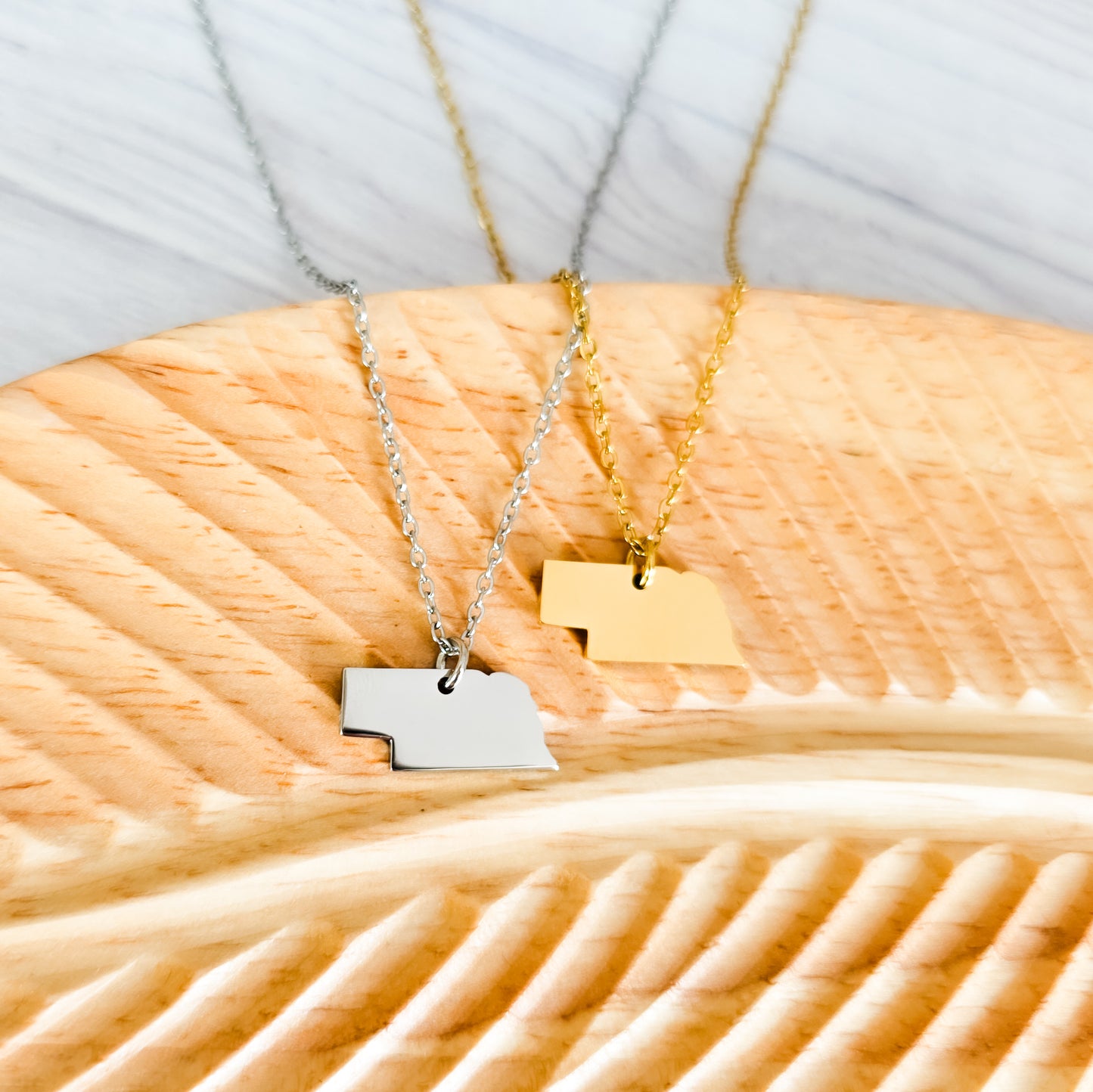 Nebraska Pendant Necklace (Silver or Gold), 1 Total, Metal Blank #202