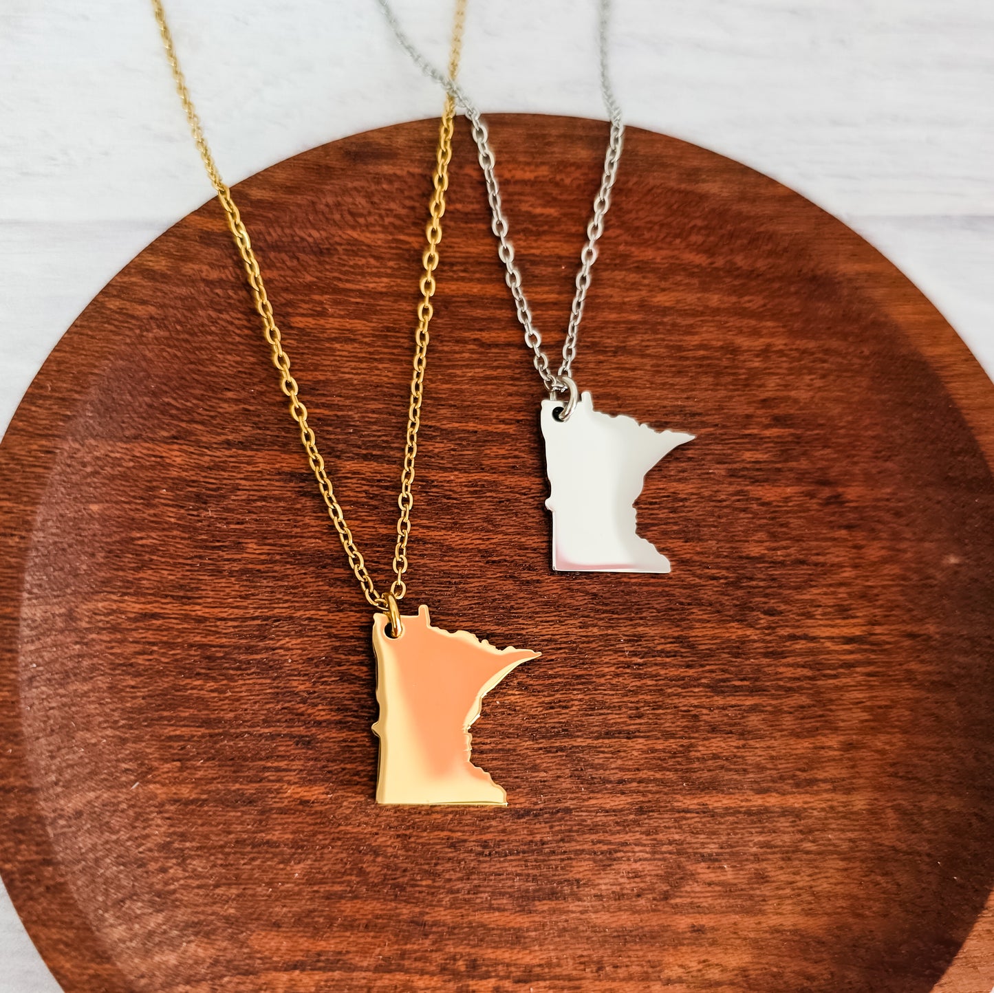 Minnesota Pendant Necklace (Silver or Gold), 1 Total, Metal Blank #212
