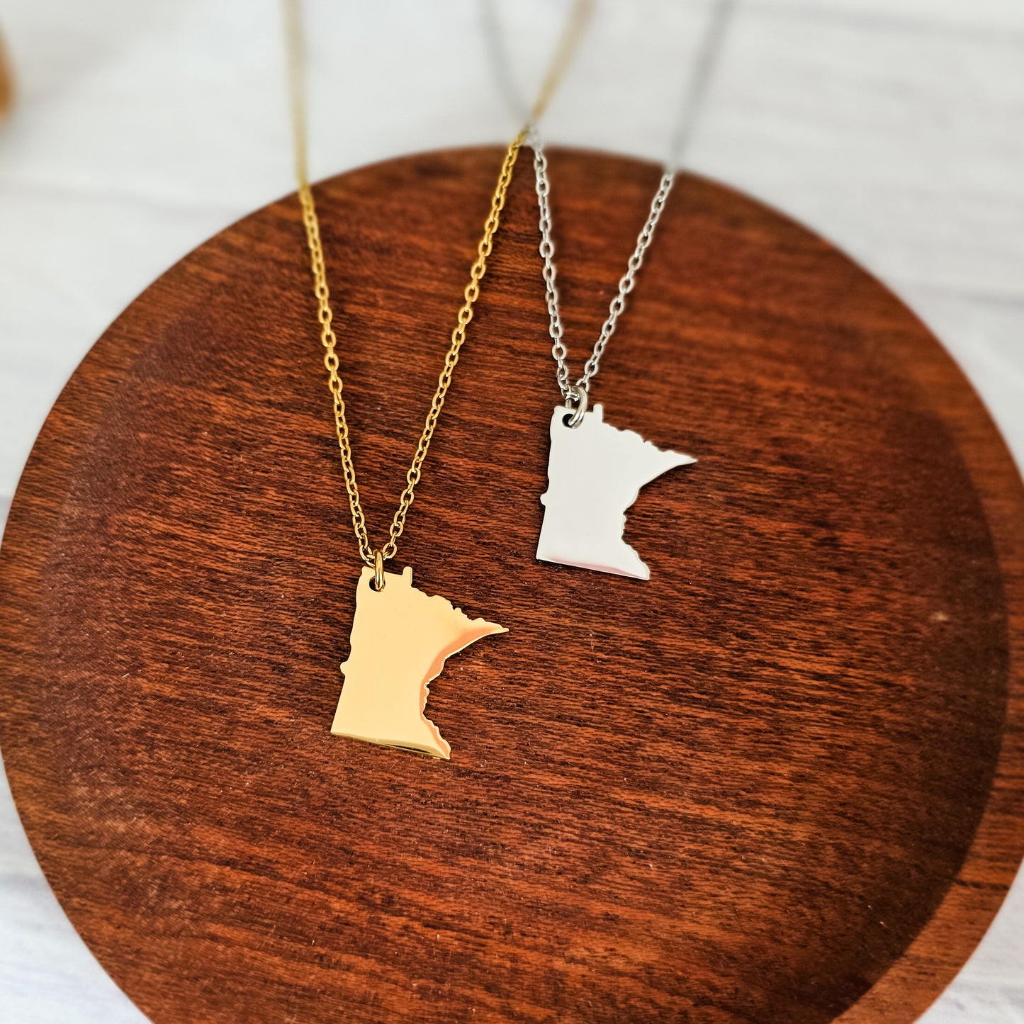 Minnesota Pendant Necklace (Silver or Gold), 1 Total, Metal Blank #212