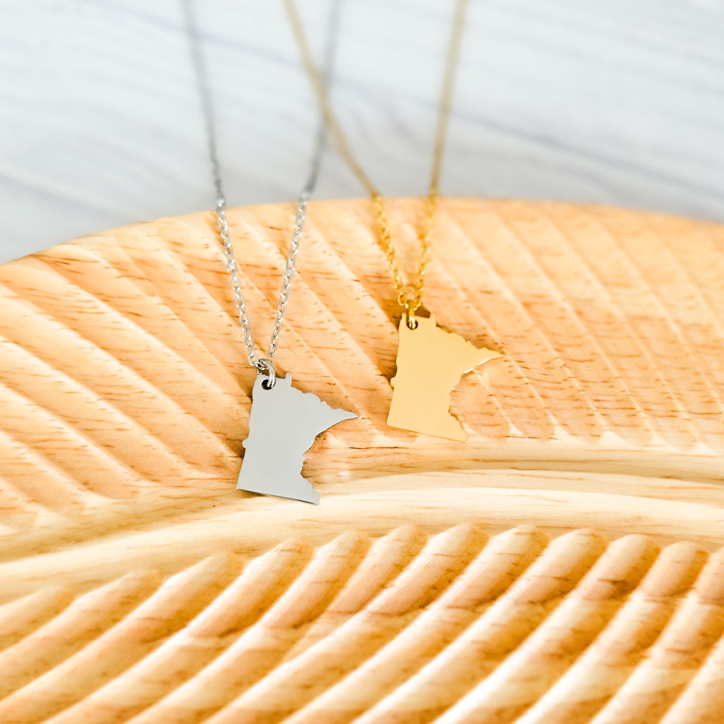 Minnesota Pendant Necklace (Silver or Gold), 1 Total, Metal Blank #212