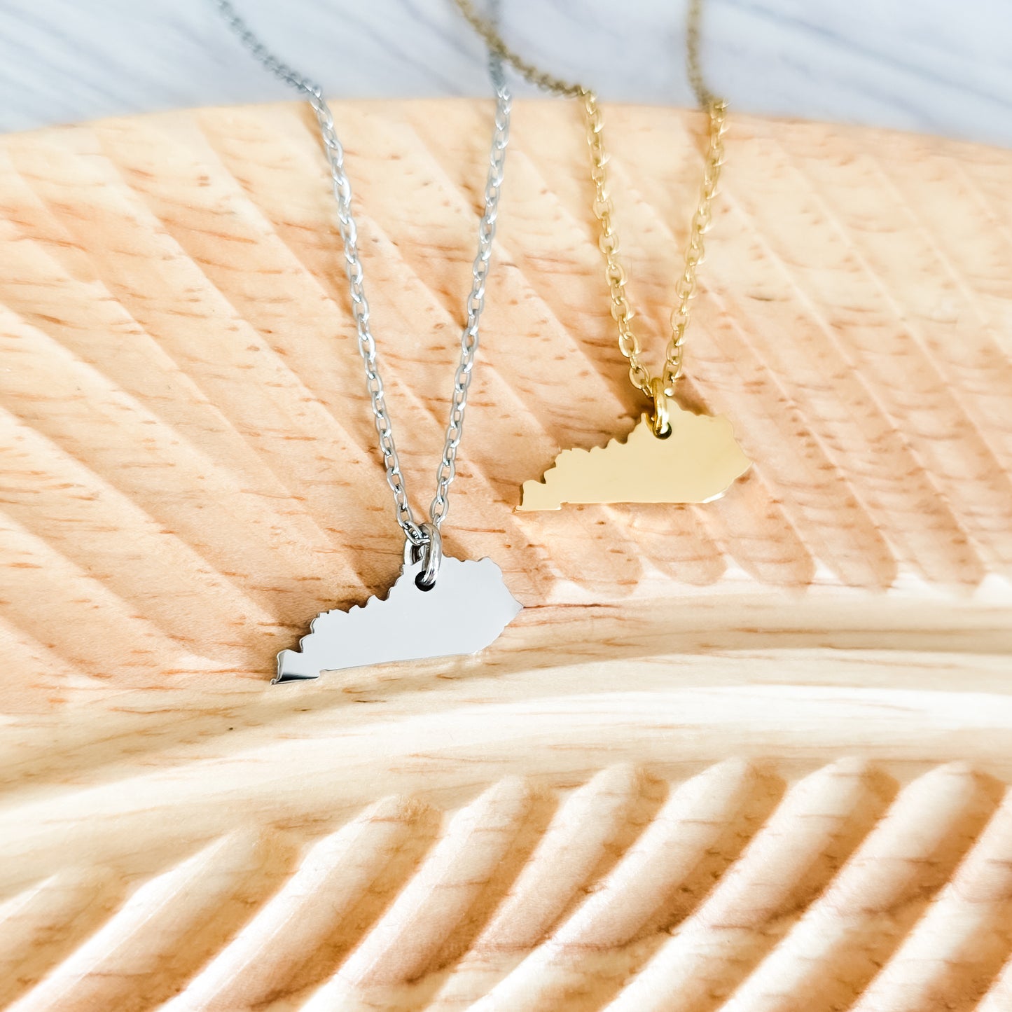 Kentucky Pendant Necklace (Silver or Gold), 1 Total, Metal Blank #210