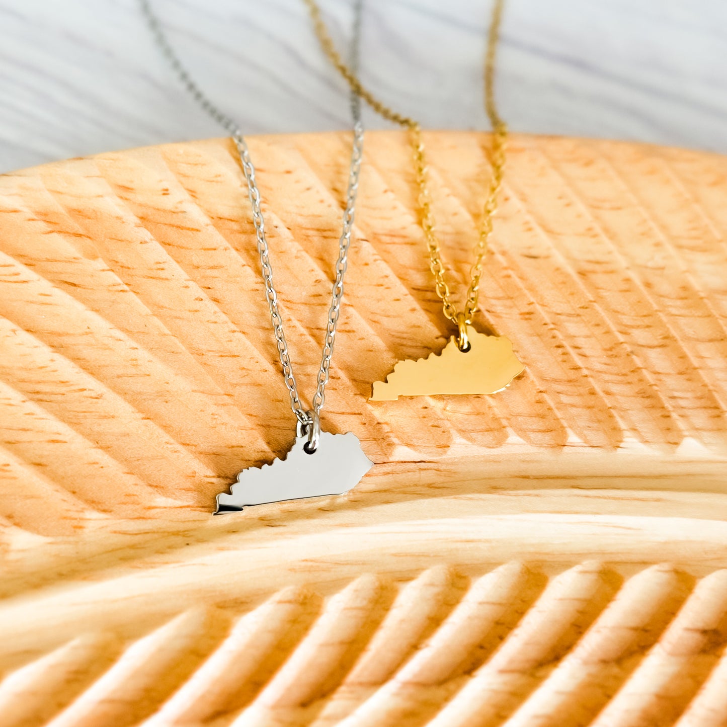 Kentucky Pendant Necklace (Silver or Gold), 1 Total, Metal Blank #210