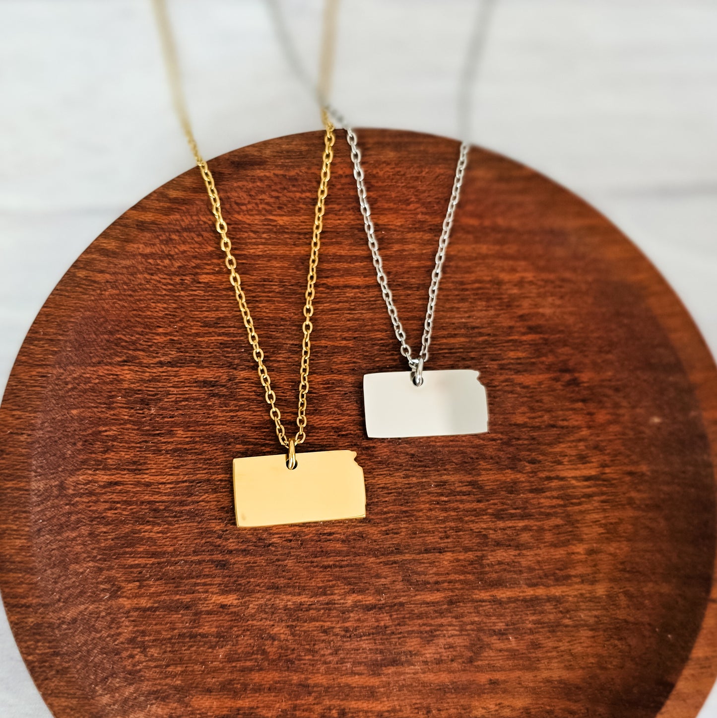 Kansas Pendant Necklace (Silver or Gold), 1 Total, Metal Blank #211