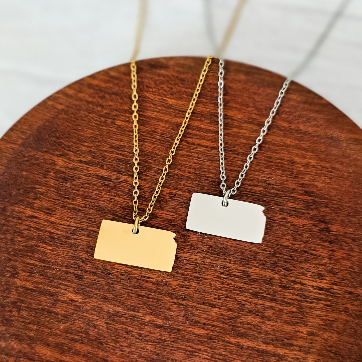 Kansas Pendant Necklace (Silver or Gold), 1 Total, Metal Blank #211