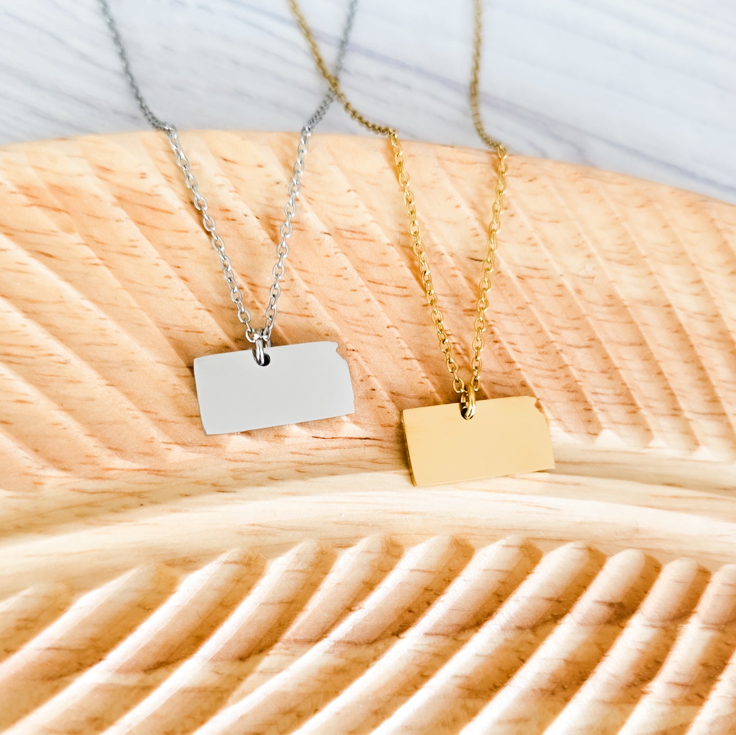 Kansas Pendant Necklace (Silver or Gold), 1 Total, Metal Blank #211