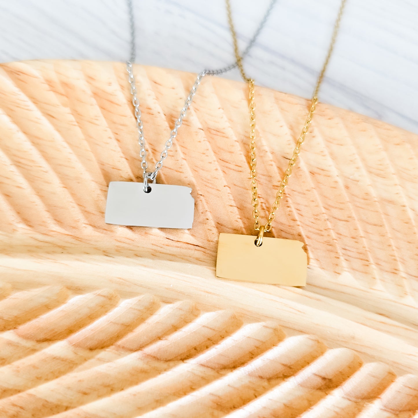 Kansas Pendant Necklace (Silver or Gold), 1 Total, Metal Blank #211