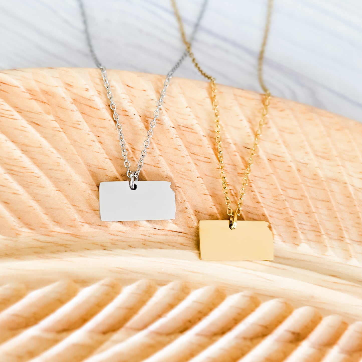 Kansas Pendant Necklace (Silver or Gold), 1 Total, Metal Blank #211