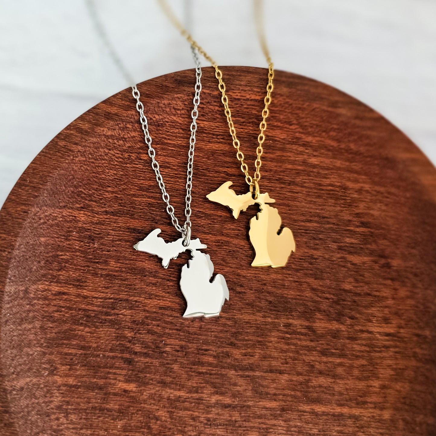 Michigan Pendant Necklace (Silver or Gold), 1 Total, Metal Blank #206