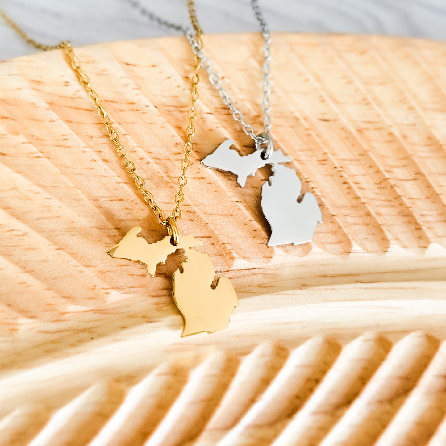 Michigan Pendant Necklace (Silver or Gold), 1 Total, Metal Blank #206
