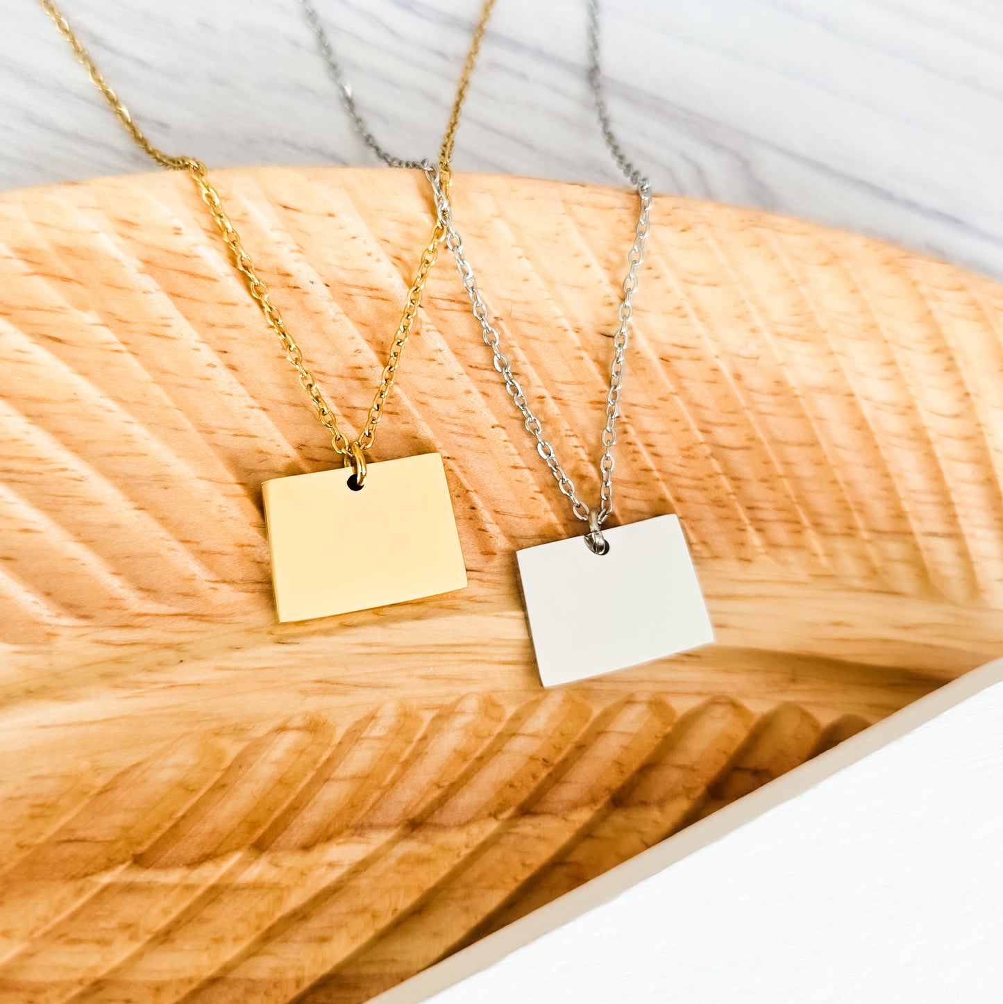 Colorado Pendant Necklace (Silver or Gold), 1 Total, Metal Blank #204