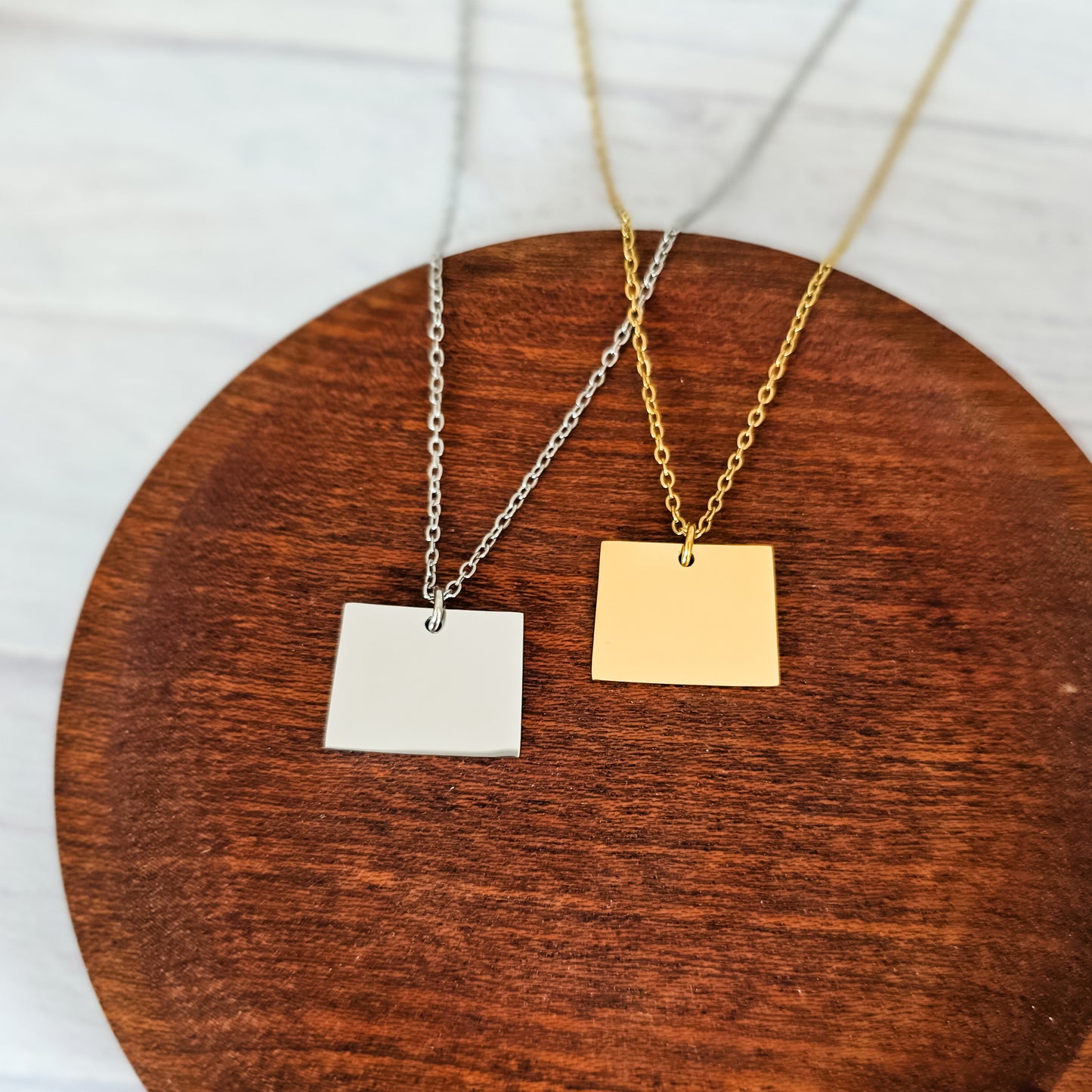 Wyoming Pendant Necklace (Silver or Gold), 1 Total, Metal Blank #205