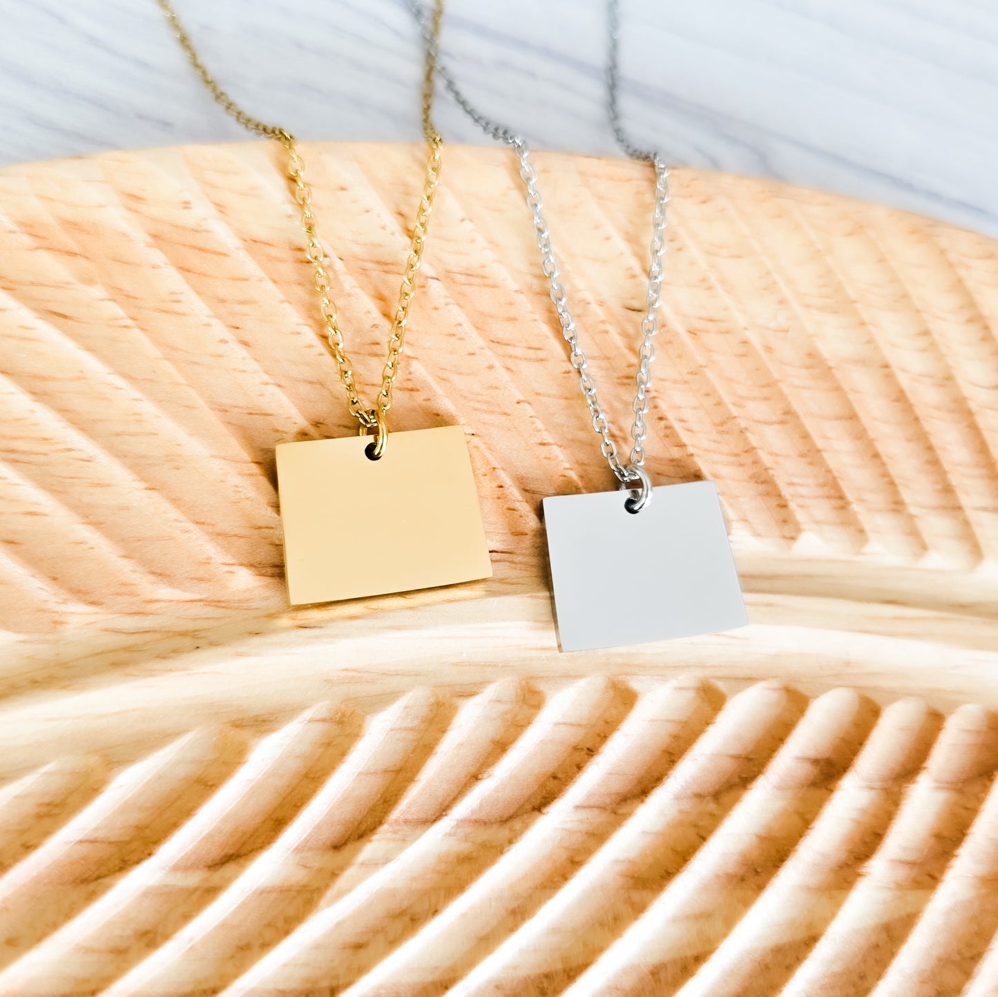 Wyoming Pendant Necklace (Silver or Gold), 1 Total, Metal Blank #205