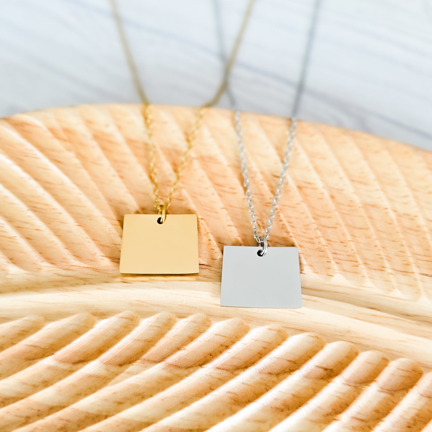 Wyoming Pendant Necklace (Silver or Gold), 1 Total, Metal Blank #205