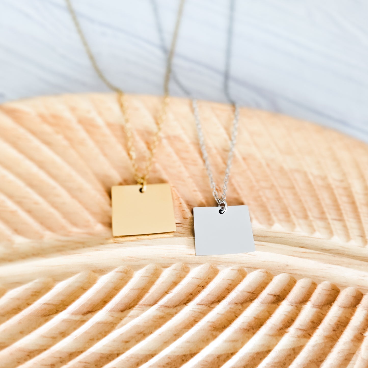 Wyoming Pendant Necklace (Silver or Gold), 1 Total, Metal Blank #205