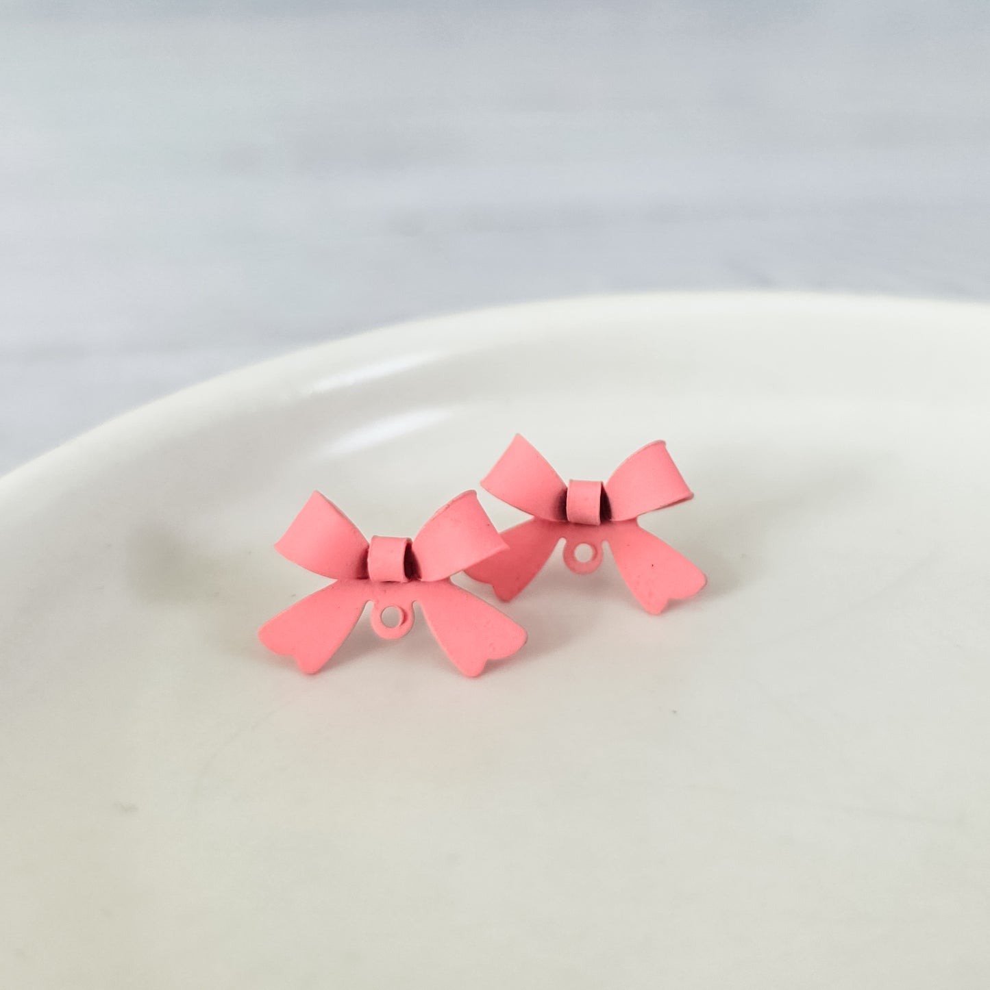 Light Pink Stainless Steel Bow Stud Connector, 10 Pieces, Bow #60