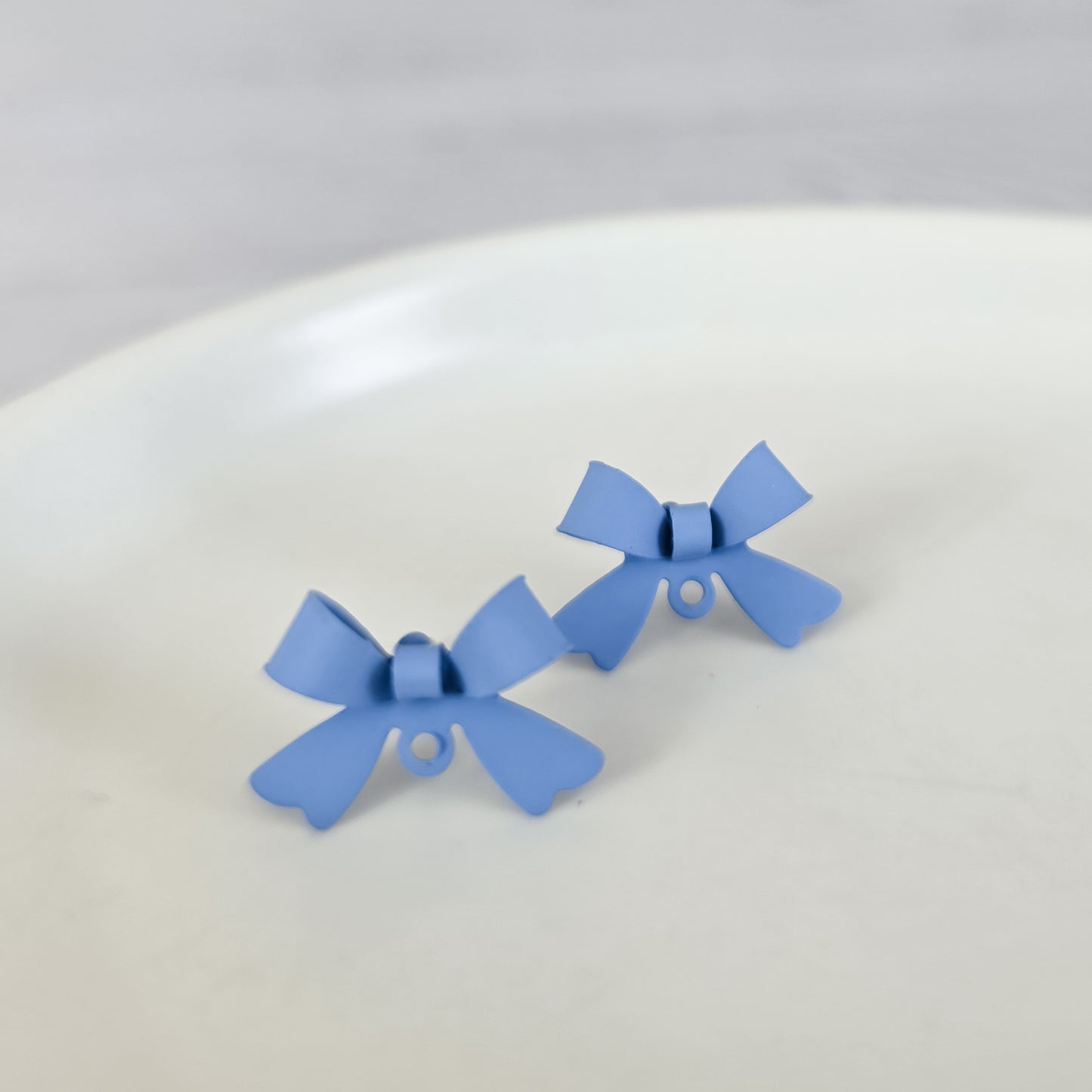 Cornflower Blue Stainless Steel Bow Stud Connector, 10 Pieces, Bow #65