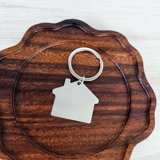 Solid House Keychain (Silver), 1 Piece Total, Metal Blank #217