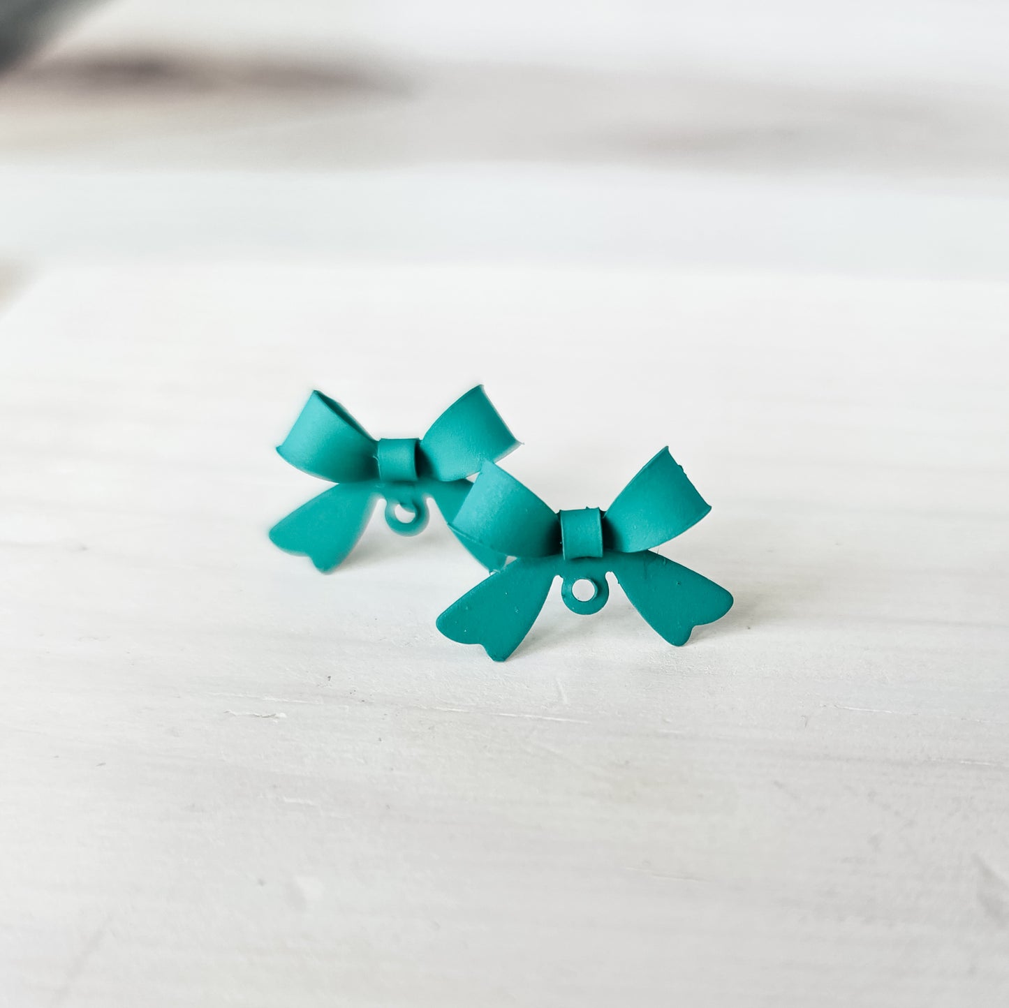 Deep Teal Stainless Steel Bow Stud Connector, 10 Pieces, Bow #72