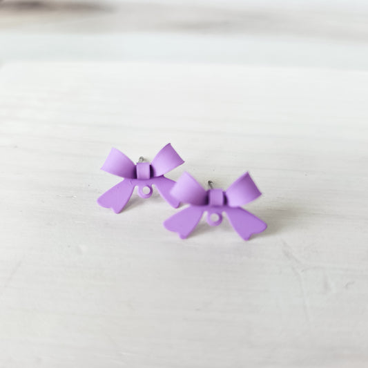 Lilac Purple Stainless Steel Bow Stud Connector, 10 Pieces, Bow #74