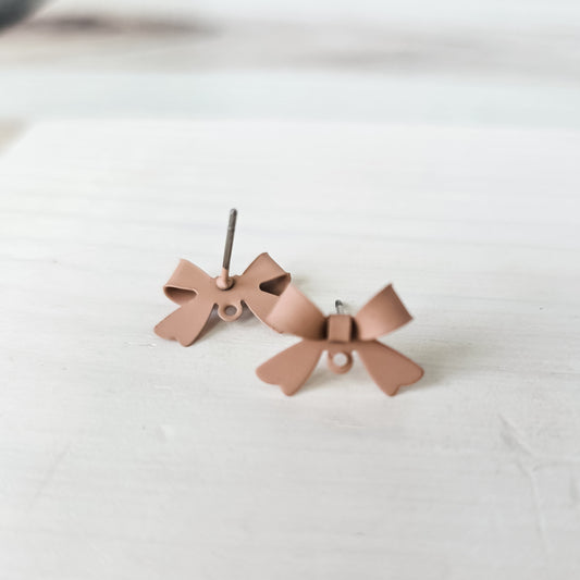 Tawny Brown Stainless Steel Bow Stud Connector, 10 Pieces, Bow #75