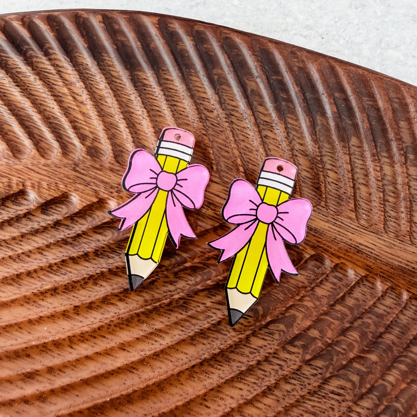 Pencil Bow Earring Blank (1 Pair), Acrylic Print & Cut, Laser Blank #17