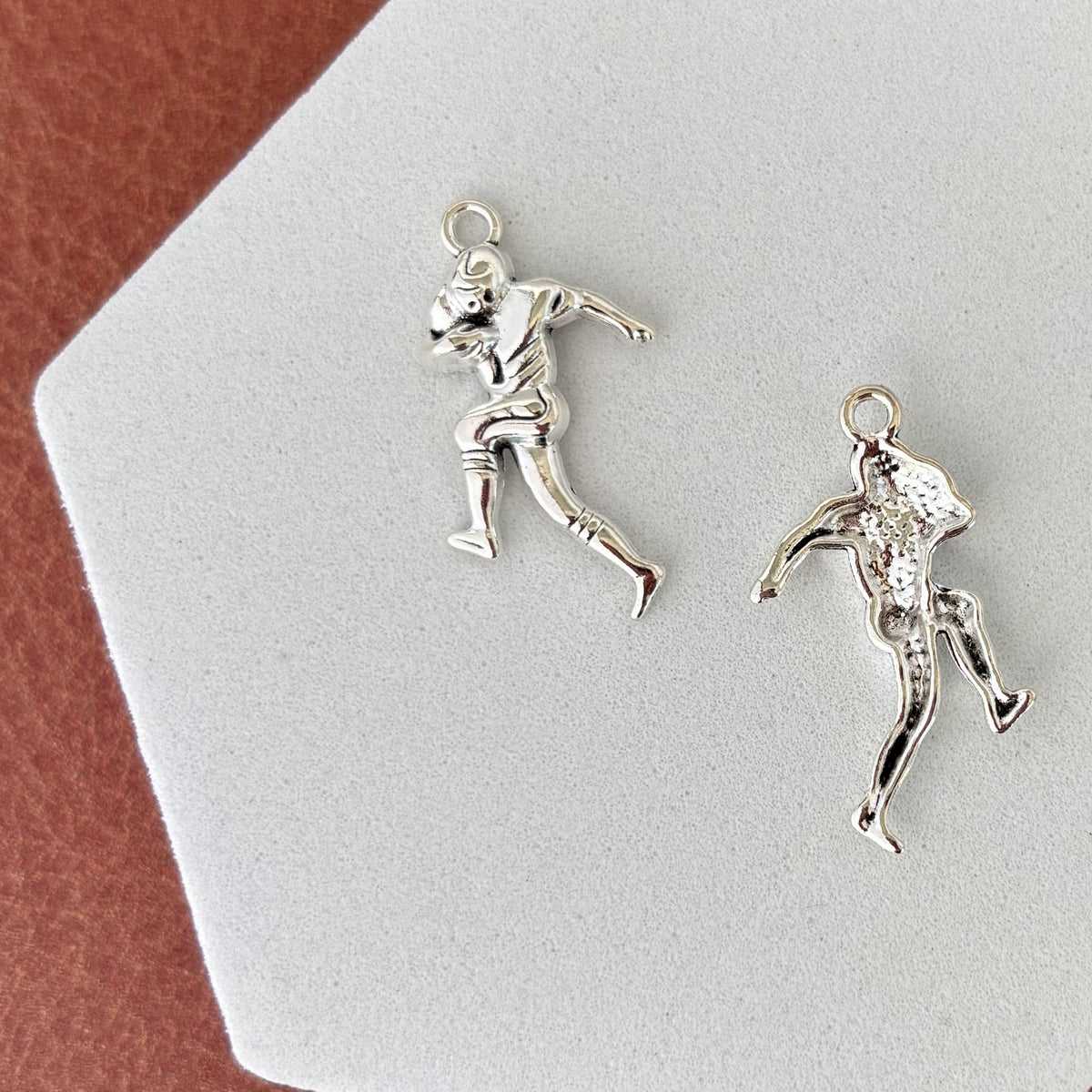 Silver Football Player Alloy Charm, 10 Pieces, Warehouse Event #29