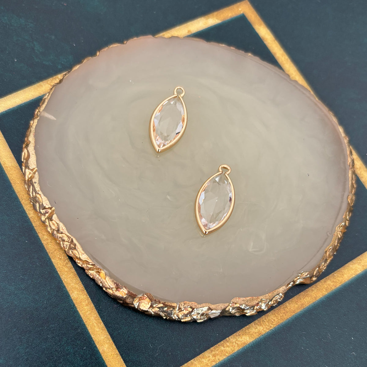 Gold Marquise Crystal Charms, 10 Pieces, Warehouse Event #27