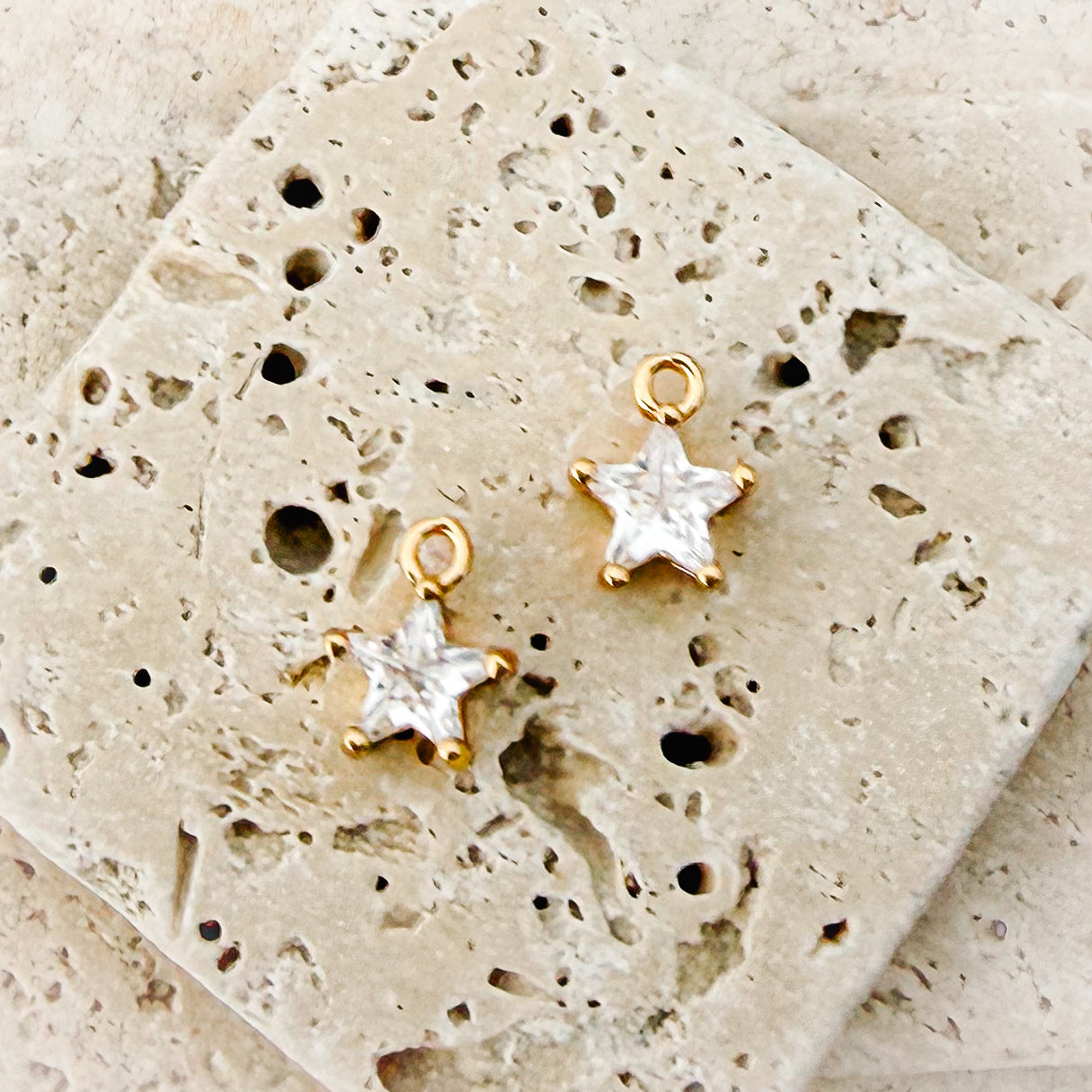 Gold Petite Star Cubic Zirconia Charms, 10 Pieces, Charm #126