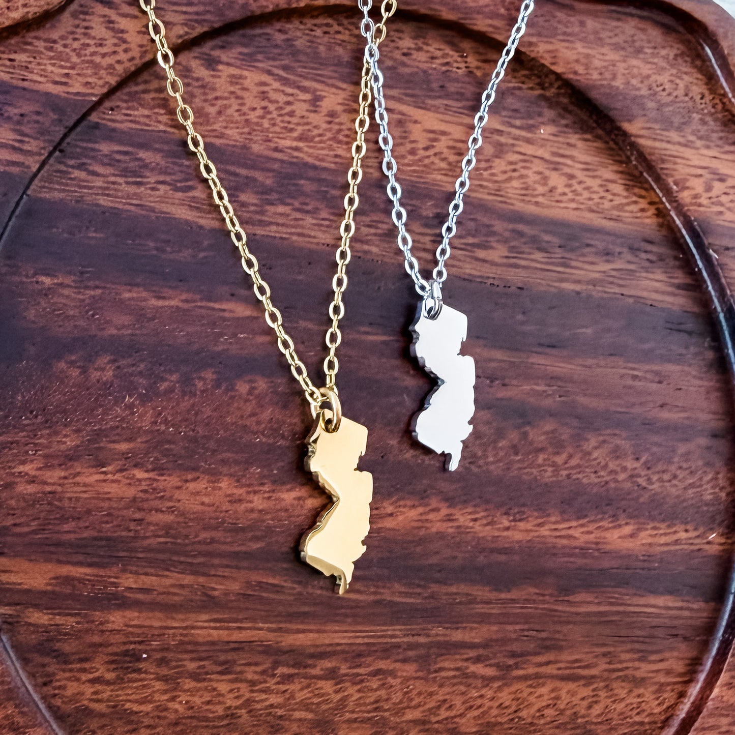 New Jersey Pendant Necklace (Silver or Gold), 1 Total, Metal Blank #223