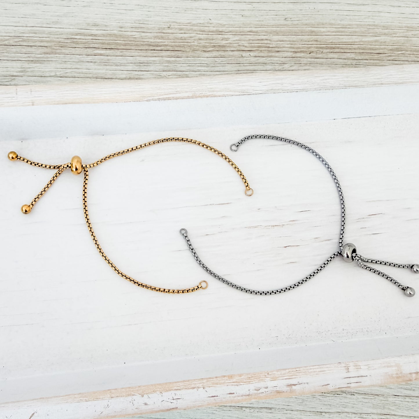 New Premium Bracelet Bolo Adjustable Chain Findings (Silver or Gold), 5 Pieces, Chain #34