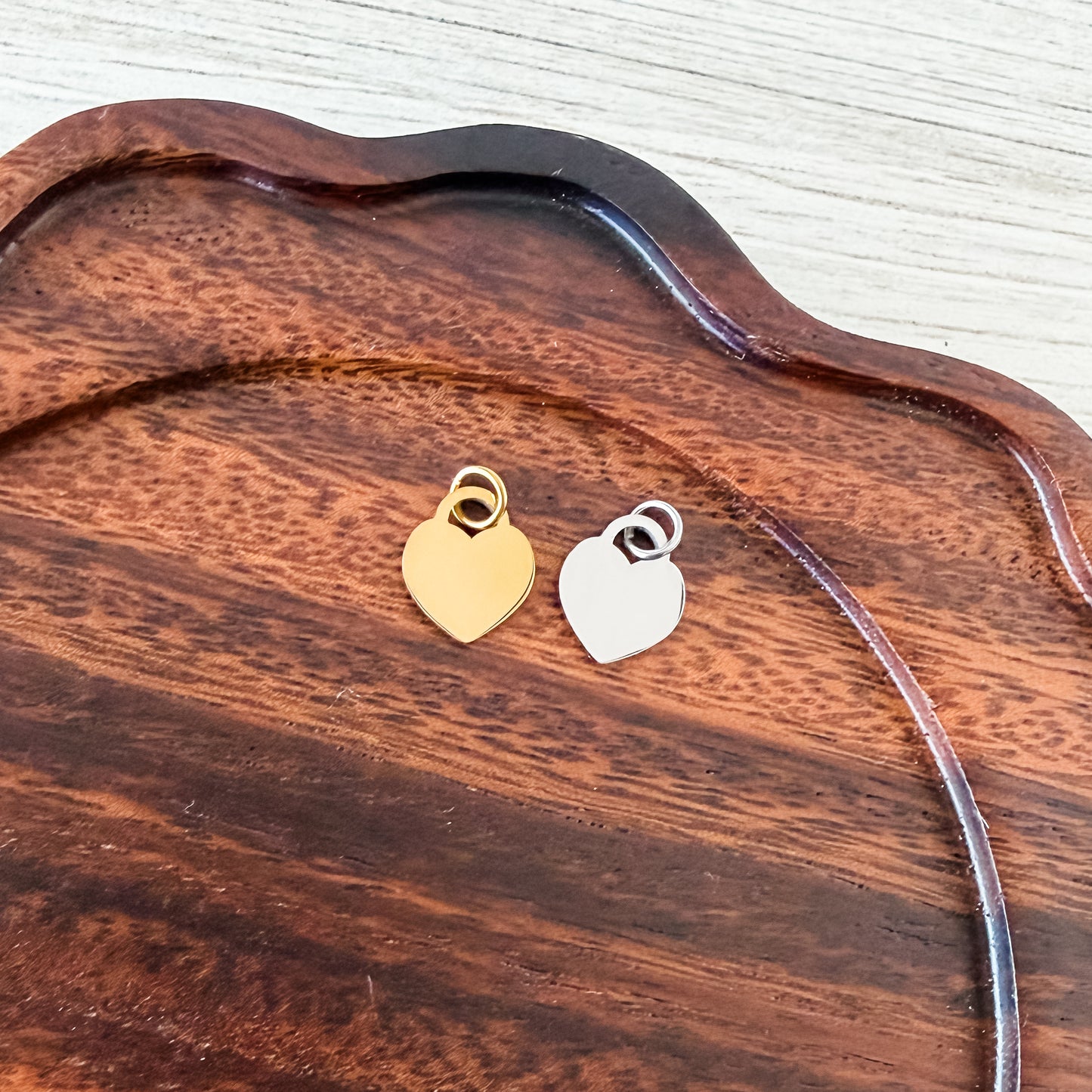 Petite Heart Lock Charms with Attached Jump Rings (Silver or Gold), 5 Total, Metal Blank #249