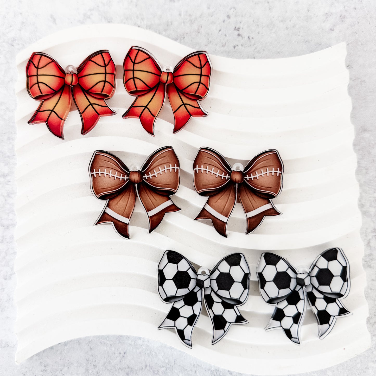 Medium Football Statement Bow Earring Blank (1 Pair), Acrylic Print & Cut, Laser Blank #6