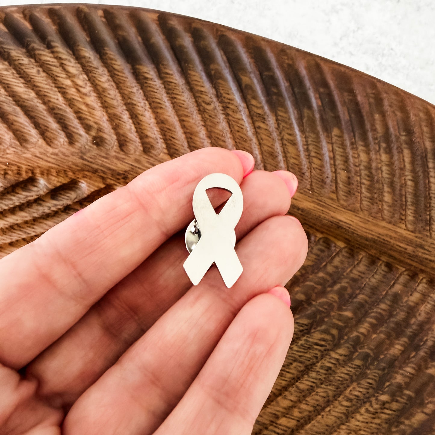 Awareness Ribbon Lapel Pin (Silver), 1 Pin Total, Metal Blank #273