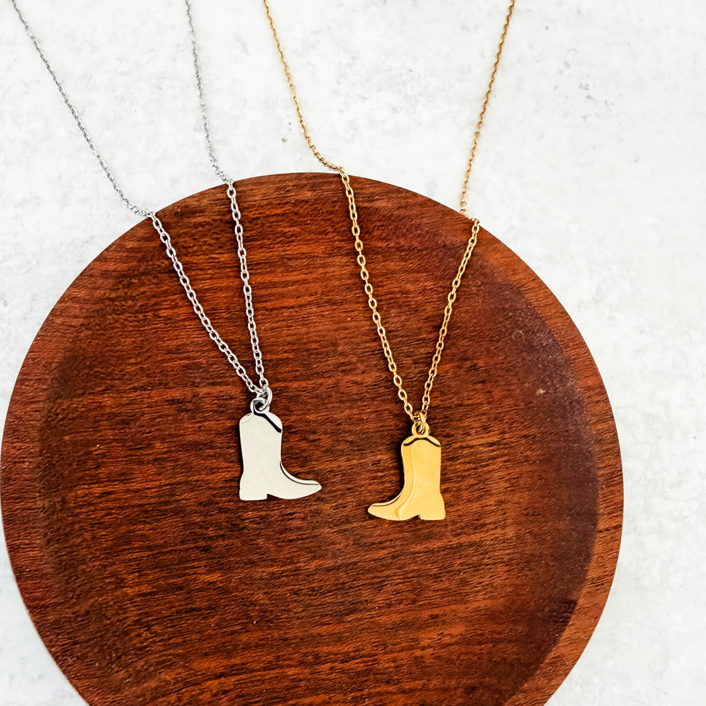 Cowboy Boot Necklace (Silver or Gold), 1 Total, Metal Blank #275