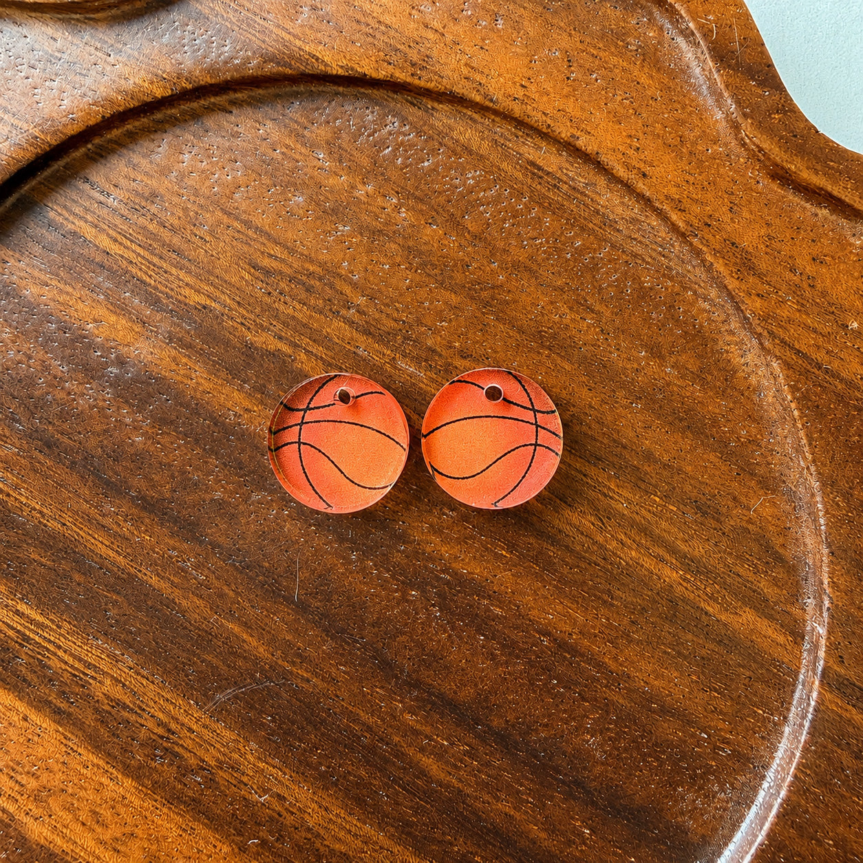 Basketball One-Hole Stud Connector Blank (5 Pairs), Acrylic Print & Cut, Laser Blank #38