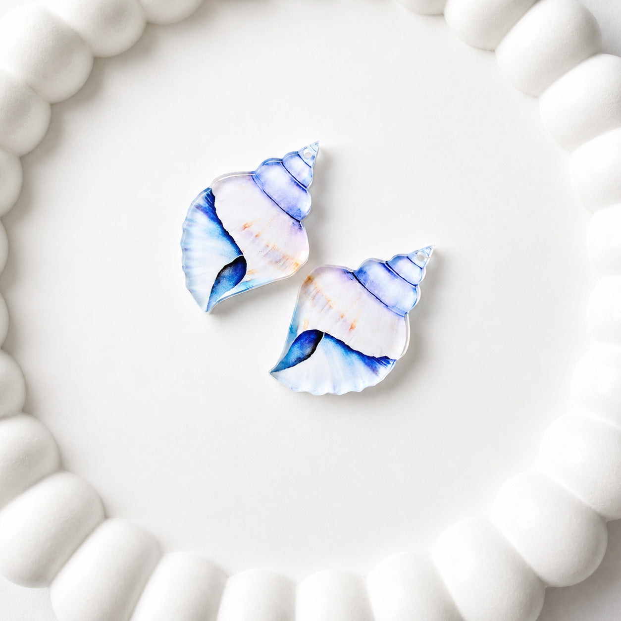 Blue Conch Shell Earring Blank (1 Pair), Acrylic Print & Cut, Laser Blank #50